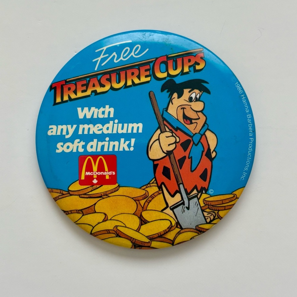 Vintage McDonald's Flintstones Button Pin